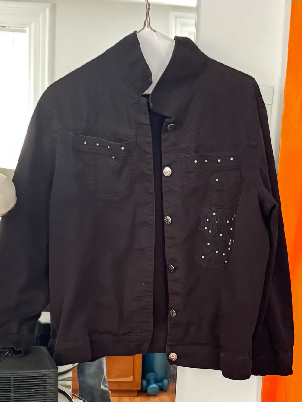 Francesca's Collections Black Stud-Embellished Lightweight women’s Jacket